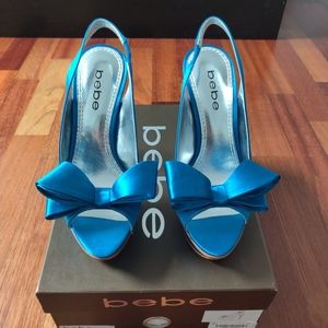 BEBE open toe sling back heels